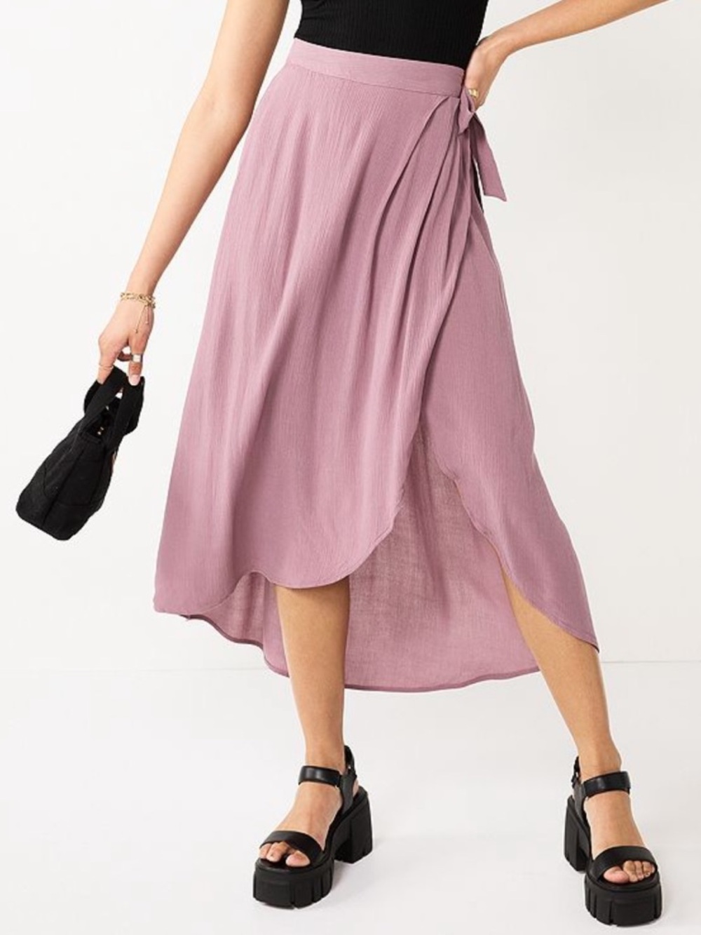SO Wrap Midi Skirt with Side Tie